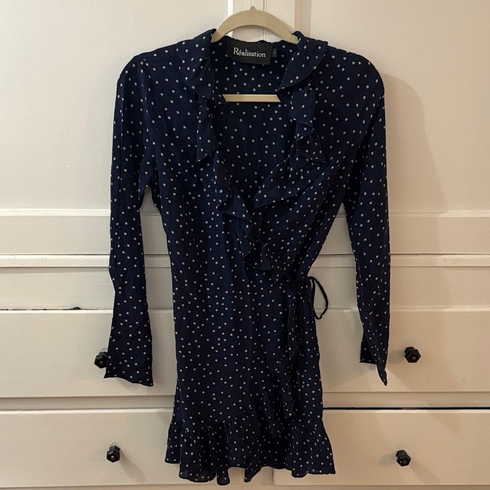 Realisation par Midnight Blue Polka Dot Ruffle Dress